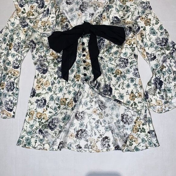 Zara floral Lace Satin Blouse with ruffle sleeves size Medium - Picture 10 of 14